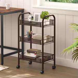 Wholesale High Quality Kitchen Storage Rack <strong>Trolley</strong> Metal Anti Corrosion Durable <strong>3</strong> <strong>Layer</strong> <strong>Trolley</strong> Cart Vegetable Basket - Product Image 3
