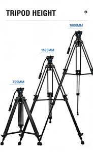 Trépied robuste en aluminium avec tête à amortissement hydraulique, 1,8 m, <span class=keywords><strong>pour</strong></span> appareil photo reflex numérique, caméscope - Product Image 5