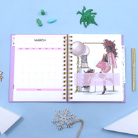 Agenda élégant A6 en cuir végétalien 2027, carnet 2027, bord doré, logo personnalisé en relief, ensemble cadeau pour femmes, écriture quotidienne