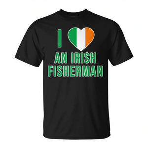 T-shirt « J'aime un pêcheur irlandais » avec drapeau irlandais - Product Image 2