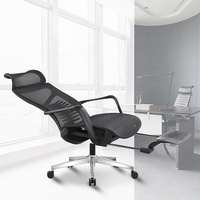 Chaise de bureau ergonomique en maille avec dossier en tissu PU, design moderne, hauteur de siège réglable, noir, pour bureau