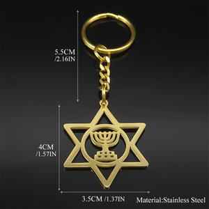 Porte-clés étoile <span class=keywords><strong>hexagonale</strong></span> créative évidée pour femmes hommes Goth chandelier en acier inoxydable pendentif sacs porte-clés de voiture bijoux - Product Image 4