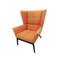 Fauteuil d'appoint moderne et confortable orange, rembourré, à dossier haut, pour hall d'hôtel, appartement résidentiel, salon ou espace lounge
