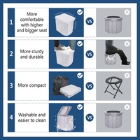 Toilette de camping portable au design moderne, pliable avec logo gravé pour l'extérieur, le jardin, la plage, le camping, la pêche