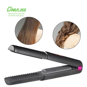 2-in-1 Cordless Hair Straightener And Curler Cordless Travel Flat Iron Rechargeable Titanium Plate Portable Curling Iron