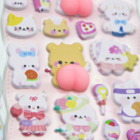 Autocollants décoratifs 3D stéréoscopiques étanches personnalisables pour coque de téléphone, motif dessin animé mignon de fille, anti-stress pour enfants