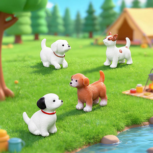 Mini figurines de chiens en résine mignonnes pour la décoration de jardins féériques, micro-paysages et maisons de poupées - Product Image 2