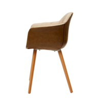 Chaise de salle à manger ergonomique moderne avec accoudoirs en tissu rembourrés, assise rembourrée, pieds en bois massif pour la maison, le café, utilisation en intérieur