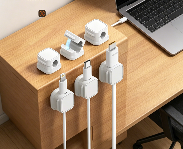 Magnetic Cable Clip Adjustable Cord Holder Under Desk Organizing Cable Management Wire Organizer Cable Holder for Wall and Table