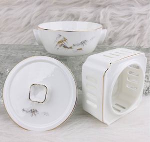 Vaisselle authentique en porcelaine chinoise bleue et blanche, bol en céramique sous glaçure, assiette et soucoupe à condiments - Product Image 1