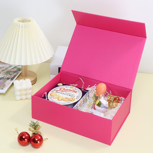 Boîte cadeau pliable magnétique rose vif personnalisée de luxe, emballée à plat, boîte en papier rigide pliable - Product Image 6