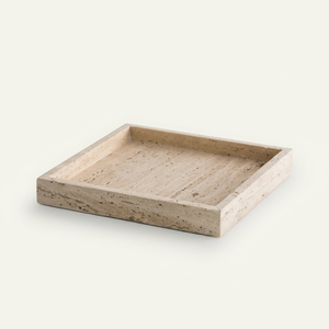 Plateau de salle de bain de luxe en travertin naturel écologique pour distributeur de savon, porte-brosse à dents, solution de rangement pour parfums et cosmétiques - Product Image 1