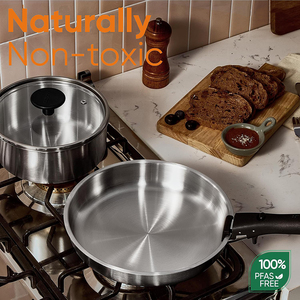 Ensemble de casseroles en acier inoxydable de haute qualité à 3 couches avec couvercles en verre, adaptées aux cuisinières à gaz et à induction, en acier inoxydable triple couche - Product Image 3