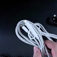 Câble de charge rapide 2 en 1 OD3.5 60W 3A en nylon USB-C vers Type C, câble de charge de données Type C pour téléphone Android