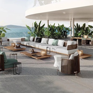 Ensemble <span class=keywords><strong>de</strong></span> canapés <span class=keywords><strong>de</strong></span> <span class=keywords><strong>jardin</strong></span> <span class=keywords><strong>en</strong></span> teck avec tissu imperméable, ensemble <span class=keywords><strong>de</strong></span> <span class=keywords><strong>salon</strong></span> d'angle, aluminium blanc et coussins <span class=keywords><strong>gris</strong></span> foncé - Product Image 5