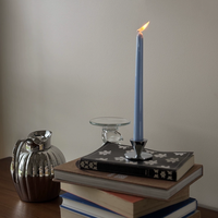 Porte-bougie conique inversé en alliage d'aluminium et de fer, finition argent brillant miroir, pour bougie simple, idéal pour table à manger et décoration intérieure