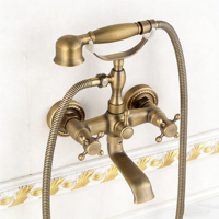 Robinet de douche de luxe vintage en laiton, design rustique, finition brossée, avec cartouche céramique, pour salle de bain, villa, appartement
