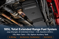 Tangki Bahan Bakar Utama 115L Baru, Tangki Bahan Bakar Tambahan 70L Jeep Wrangler JK Al-Mg Anti-Korosi OEM Cocok untuk Outback Desert Dune 4x4 Safari Expedition Kit
