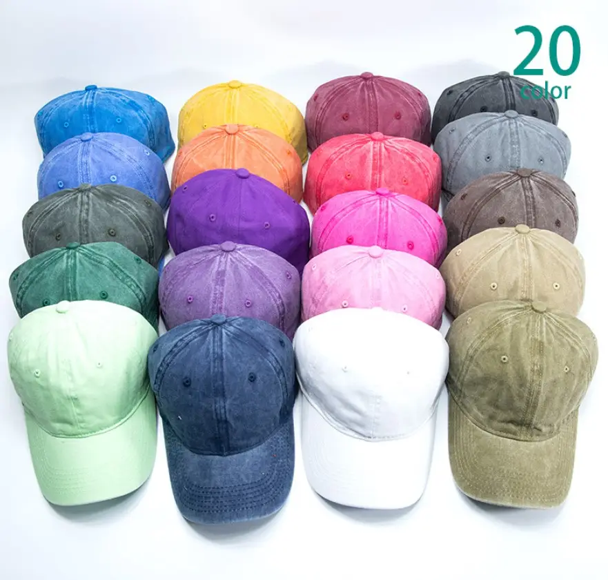 Fitted Hat Caps Wholesale Vintage Classic Stone Washed Distressed Cotton 6 Panel Low Profile Fitted Dad Hat Baseball Cap