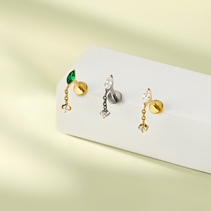 Toposh Titanium Fashion Labret <span class=keywords><strong>Piercing</strong></span> d'<span class=keywords><strong>oreille</strong></span> avec zircon taille marquise et pendentif pour <span class=keywords><strong>piercing</strong></span> cartilage, hélix et conque - Product Image 3