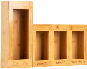 Plastic Hands Free Baggy Rack Ziplock Food Grocery Good Bag Organizer Holder Reusable Wooden Baggie Storage Holder For Bag