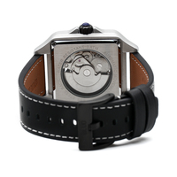 Montres mécaniques pour hommes avec cadran squelette et mouvement automatique chinois, résistantes à l'eau avec bracelet en cuir véritable/silicone