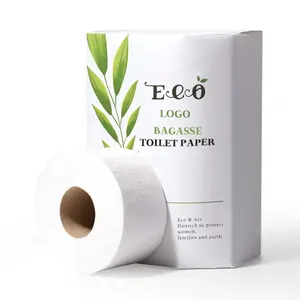 Best Selling Eco Friendly Tissue Paper Custom Logo 2Ply Toilet Paper Bagasse Toilet Paper