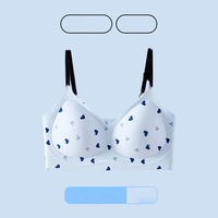 Soutien-gorge sans couture de haute qualité pour femme, imprimé cœur, invisible, confortable, type T-shirt, bonnets lisses, sous-vêtement doux pour tous les jours