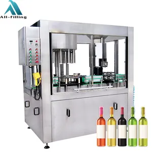 Otomatik döner tip küçük kapasiteli cam şişe brendi Rum Gin şarap şişeleme makinesi