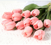 Paling Populer harga pabrik grosir bunga Tulip realistis buatan 34cm bunga Tulip sentuhan nyata palsu sutra untuk dekorasi rumah