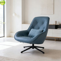 Fauteuil pivotant en similicuir, pieds en acier carbone, structure en fer, canapé individuel de loisirs en mousse haute densité pour salon/chambre