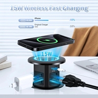 Torre de Enchufes Retráctil KSQ con USB Tipo-C, Estándar Estadounidense, para Cocina, Isla, Encimeras y Escritorio