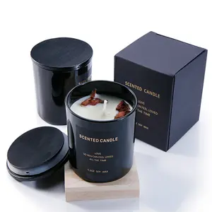 Lambey High End Top Sell Candles Bougie Noir Glass Jar Candle With Crystal And Dried Flower Aromatherapy Scented Candle