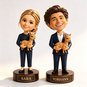 Figura Personalizada de Pareja con Perro, Muñeco de Resina con Cabeza Móvil, Regalo de Aniversario o <span class=keywords><strong>Amistad</strong></span> para Amantes de Mascotas - Product Image 2