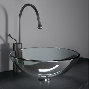 Glass Vanity Top Integrated Sink <strong>Round</strong> Wash <strong>Basin</strong> for Bathroom - Product Image 2
