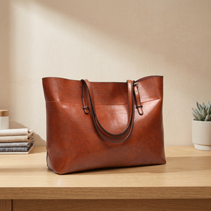 Pochette décontractée en cuir de buffle véritable polonais, imperméable, légère, avec bandoulière double, grande capacité, fermeture éclair durable - Product Image 1