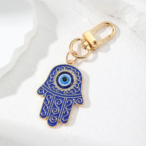 Rhinestone Turkiye Hamsa tay của Fatima kim loại móc chìa khóa màu xanh mắt ác Keychain amulet mắt ác Hamsa quyến rũ may mắn đồ trang sức mặt dây chuyền - Product Image 3