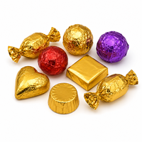 Papier d'emballage en aluminium doré brillant pour barres chocolatées et paquets de pièces de monnaie