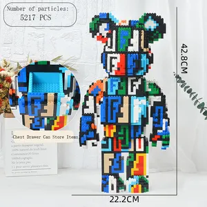 폭력적인 곰 빌딩 블록 어려운 3D 조립 Bearbrick 벽돌 장난감 모델 42cm 마이크로 벽돌 그림 연결 Diy 장난감
