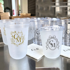 Gobelet en plastique PET transparent jetable personnalisé avec logo, diamètre 98 mm, 18 oz, 500 ml, pour matcha, latte, café, boissons froides, boissons de mariage - Product Image 1
