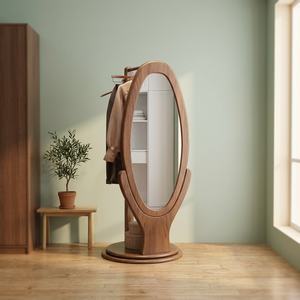 Miroir sur pied en bois avec design rotatif pour usage domestique - Product Image 3