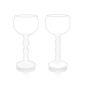 梅兹里马提尼眼镜套装2个手工吹制水晶马提尼眼镜透明带杆磨砂玻璃酒杯派对