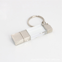 Hadiah kreatif 8GB USB stik memori lampu kristal Flash Drive Usb dengan lampu Led kaca Usb Stick 32GB gantungan kunci pen drive