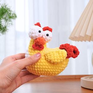 Kaiyue 100% algodón hecho a mano ganchillo pollito ojo abultado pollo relleno Animal peluche adorable gallina juguetes para niños regalo perfecto - Product Image 5