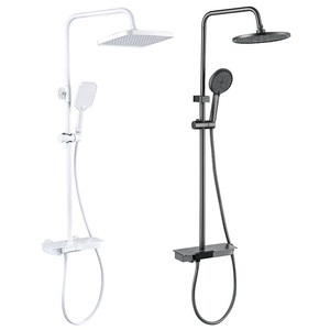 White Piano Key Shower Set Rectangle Massage Rain Shower Adjustable Pressure Top Spray Hotel And Home Use - Product Image 3