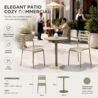 Ensemble bistro d'extérieur en fer, 3 pièces, chaises de café en métal avec revêtement en poudre antirouille pour café commercial, restaurant, balcon