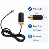 Antenne cellulaire 4G en forme de champignon 700-2700 MHz, montage à vis 12x55mm avec câble RG174, VSWR 2.0, gain 2dBi