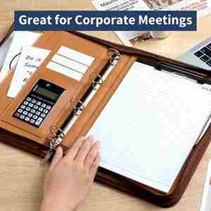 Custom Multifunctional PU Leather Handheld Zipper Folder Business Document Storage Bag A4 Portfoilo <b>File</b> Folder with Calculator - Product Image 2