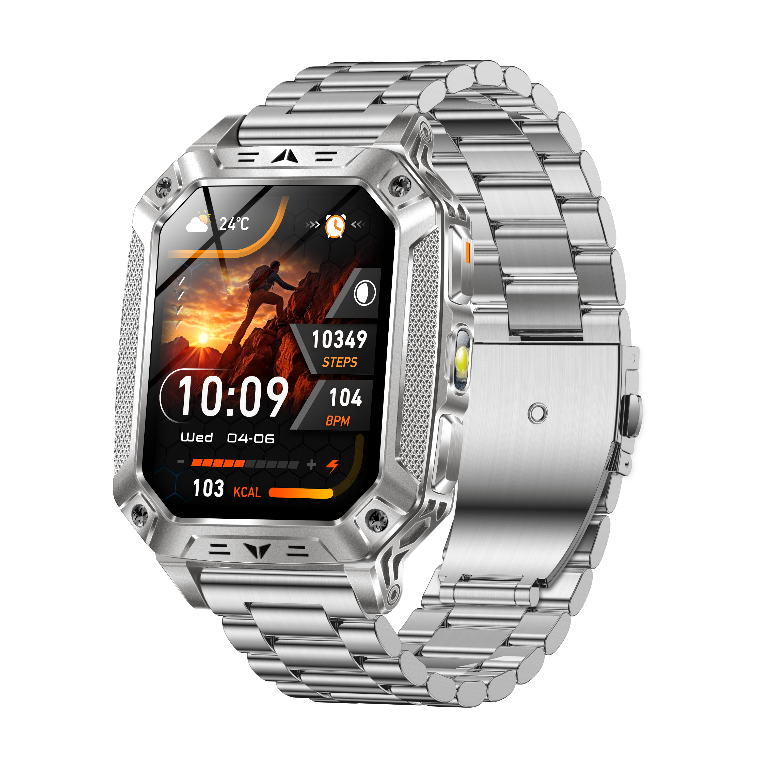 เข็มขัดเหล็กสีเงิน