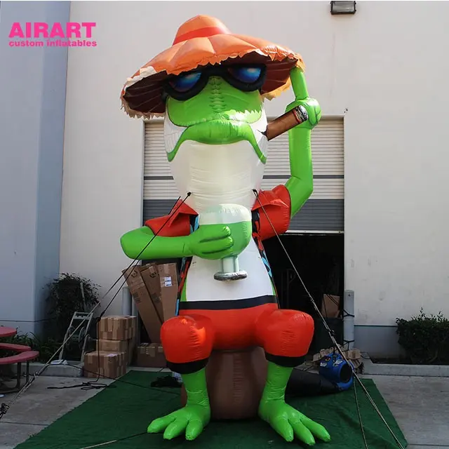 Straw Hats Decoration Inflatable Lizard Cartoon Animals Green Inflatable Lizards For Party